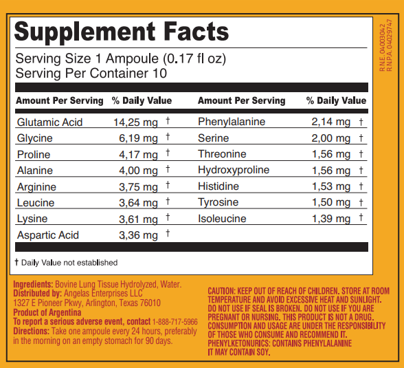 Peptonum Linfar BR – Broncho-pulmonary | Liquid Amino Acid Supplement, 10 Ampoules (50 mL)